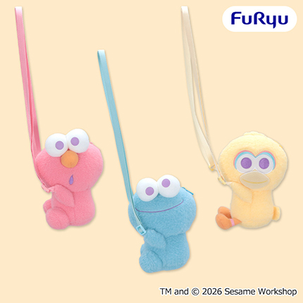 セサミストリート　ふわふわだきつきポシェット